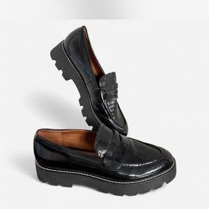 Franco Sarto Black Patent Leather Loafers